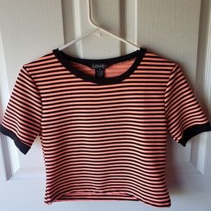 A black and coral striped shirt